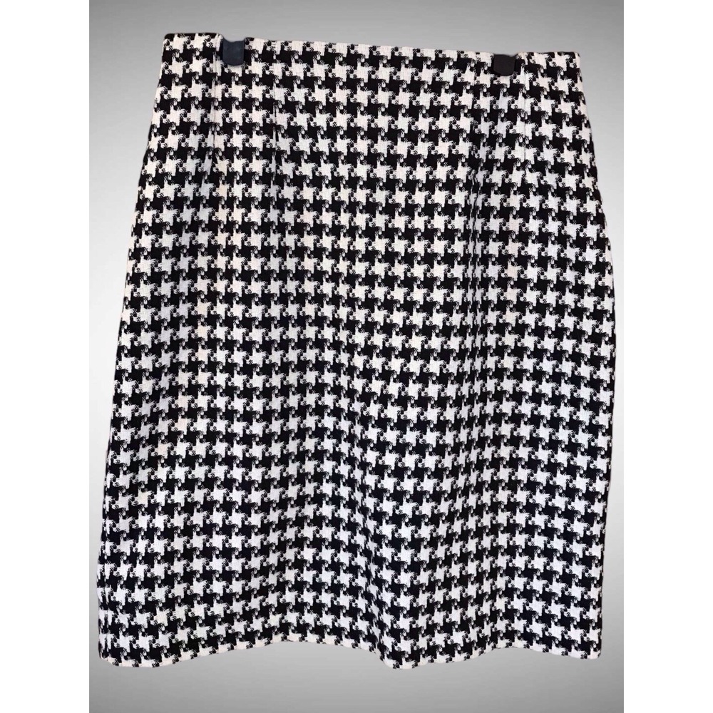 VTG Black White J.G Hook Houndstooth Wool Blend Pencil Skirt Classic Academia 10